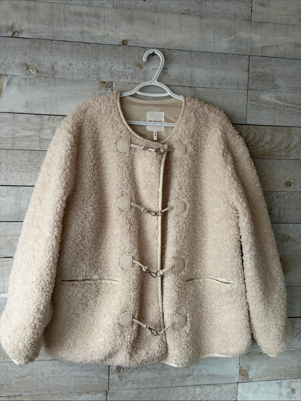 Avec Les Filles Sherpa jacket Anthropologie cream bouclé - Picture 2 of 12